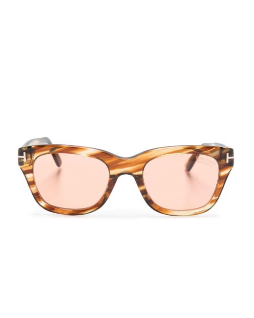 Tom Ford Pink Eckige Sonnenbrille in Schildpattoptik