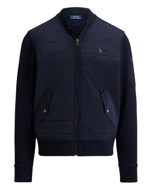 Polo Ralph Lauren Blue Quilted Zip Bomber Jacket for men