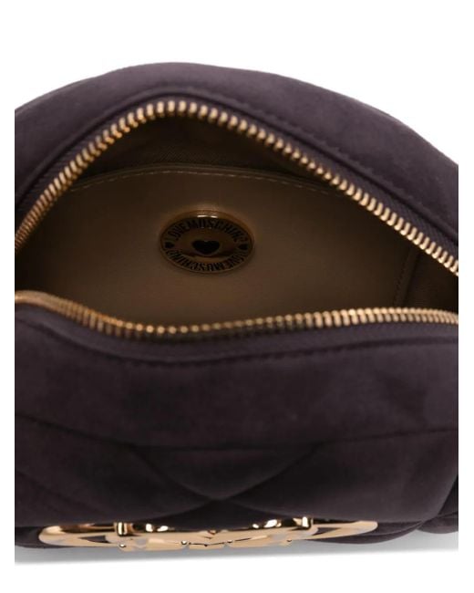 Sac À Bandoulière Matelassé À Plaque Logo Love Moschino en coloris Gray