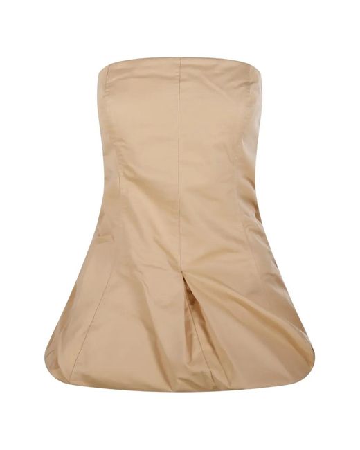 LAMRONS Natural Strapless Square-Neck Top