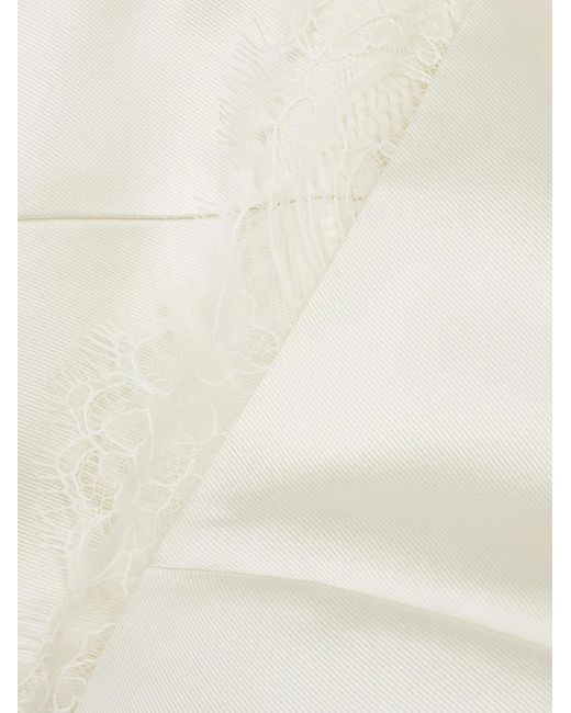 De La Vali Satijnen Mini-Jurk Met Afwerking Van Kant in het White