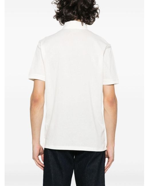 Emporio Armani White Logo-embroidered Polo Shirt for men