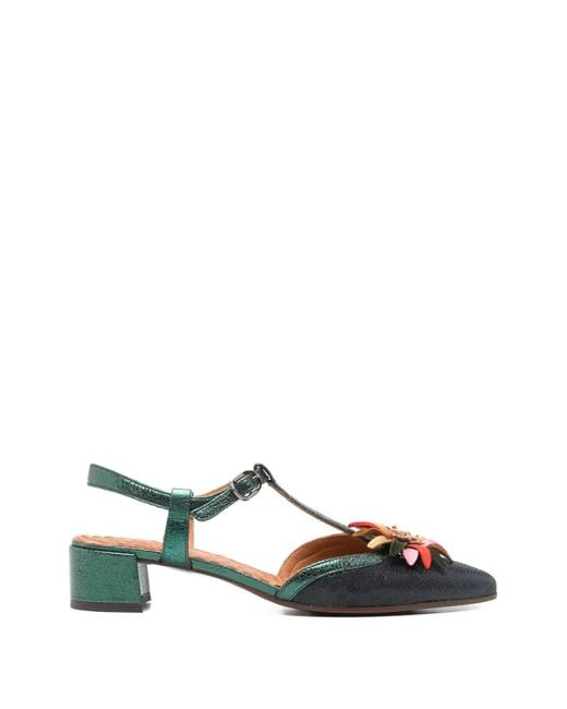 Chie Mihara Green Heleni Floral-Embellished Heeled Pumps