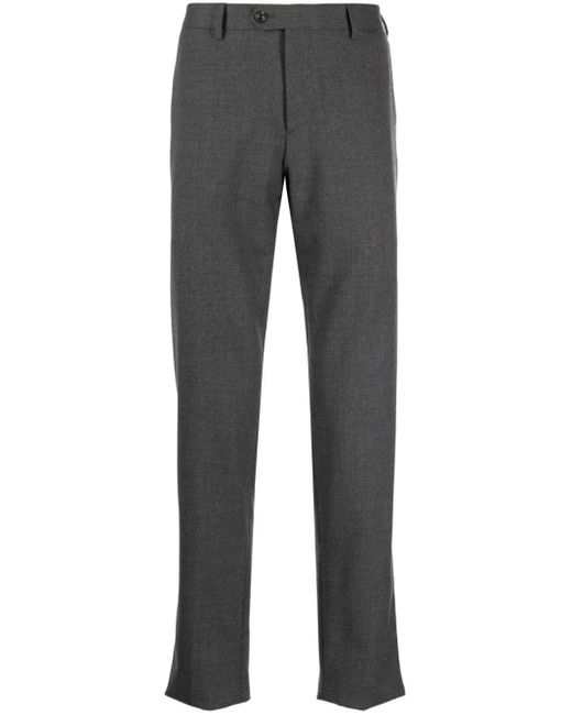 Lardini Gray Pressed-crease Mélange Tailored Trousers for men