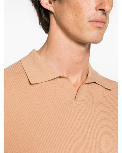 Roberto Collina Natural Textured Cotton Polo Shirt for men