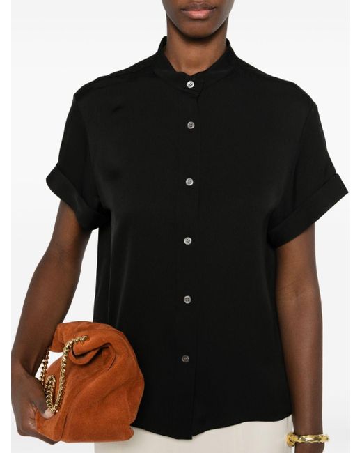 Stand-up collar silk shirt di Theory in Black