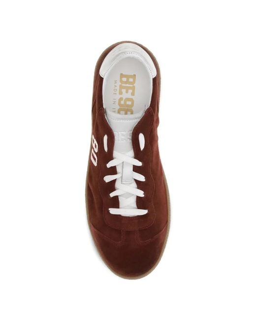 Be980 Brown Harvard 1 Logo-Embroidered Suede Sneakers