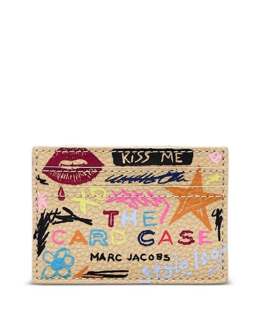 Marc Jacobs Pink Scribble Leather Card Case