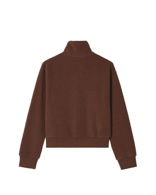 Chocoolate Brown Fleece-Texture Logo-Embroidered Jacket
