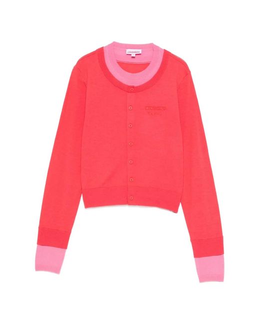 Charles Jeffrey Red Double-Layer Cardigan