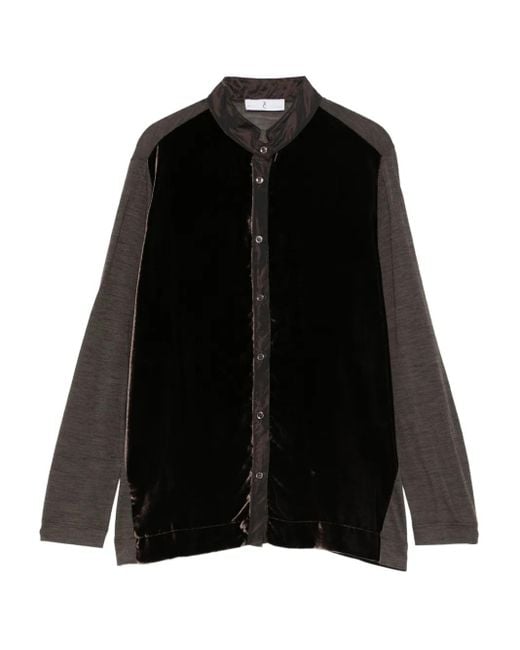 Whyci Fluwelen Blouse Met Vlakken in het Black