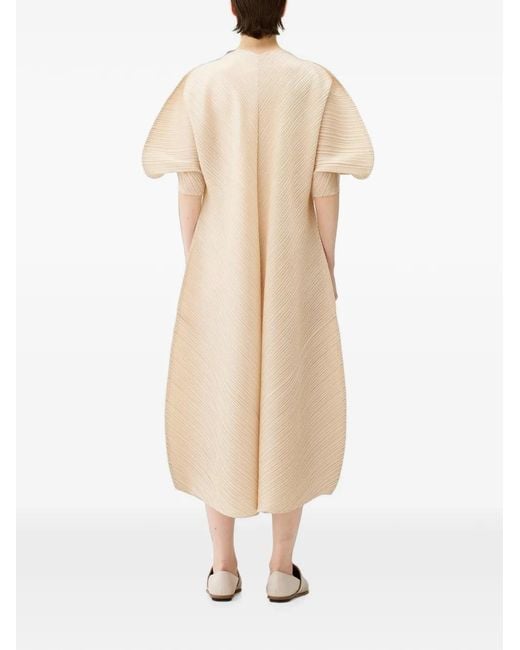 Pleats Please Issey Miyake Natural Coast Pleated Midi Dress