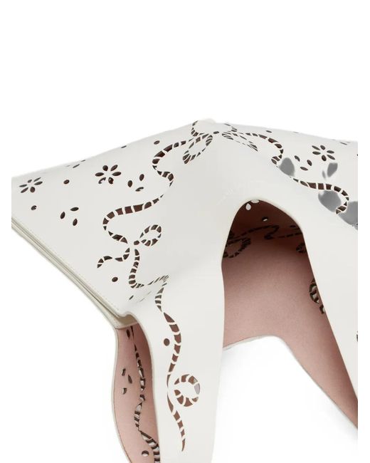 Simone Rocha White Mini Lasercut Lace-Effect Handbag