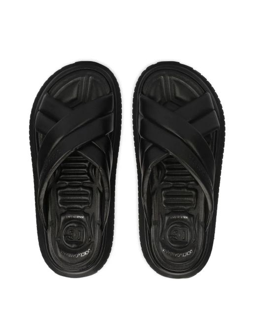 メンズ Dolce & Gabbana クロスストラップ サンダル Black