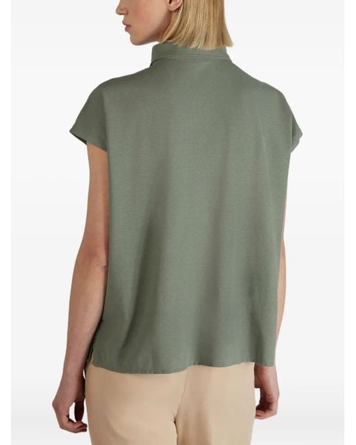 Slowear Green Keyhole Polo Top