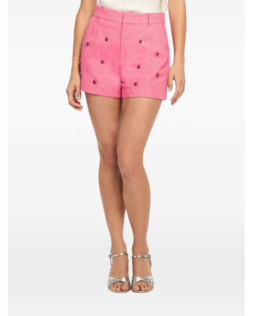 Cinq À Sept Pink Wildflower Paillette Shorts