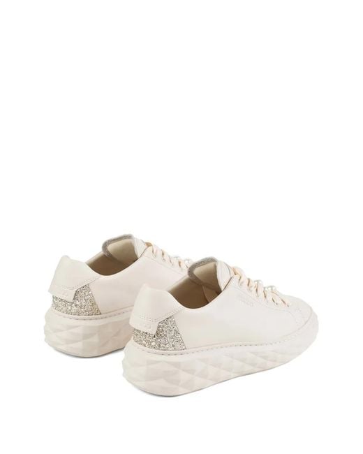 Jimmy Choo Diamond Light Maxi F Sneakers Met Parel in het White