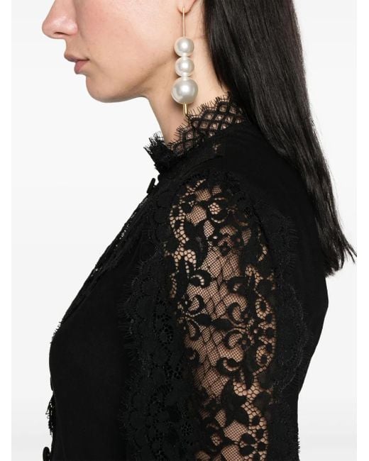 Vestido midi con detalles de encaje Nissa de color Black