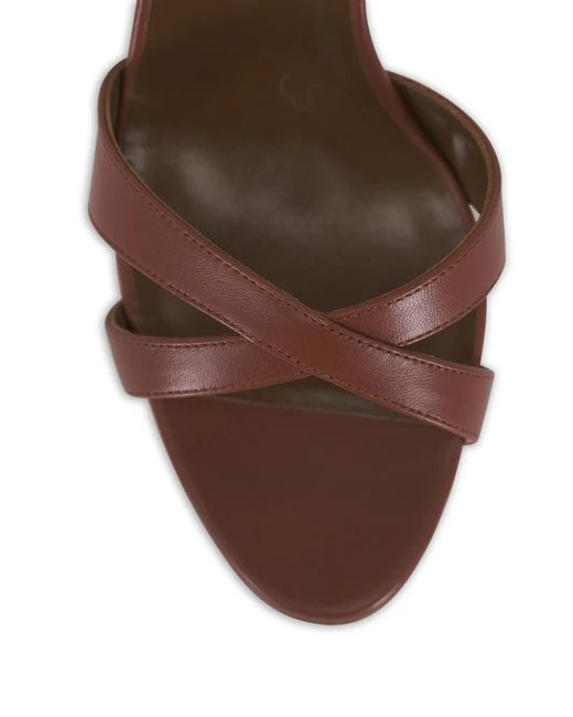 Manolo Blahnik Brown Callasli Crossover-Strap Sandals