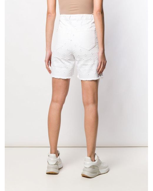 Étoile Isabel Marant Rip Motif Denim Shorts in White - Save 60% - Lyst