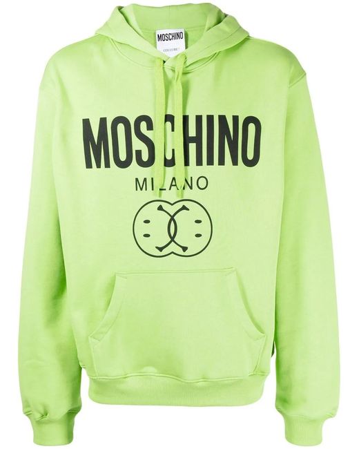 Moschino Green Logo-Print Drawstring Hoodie for men