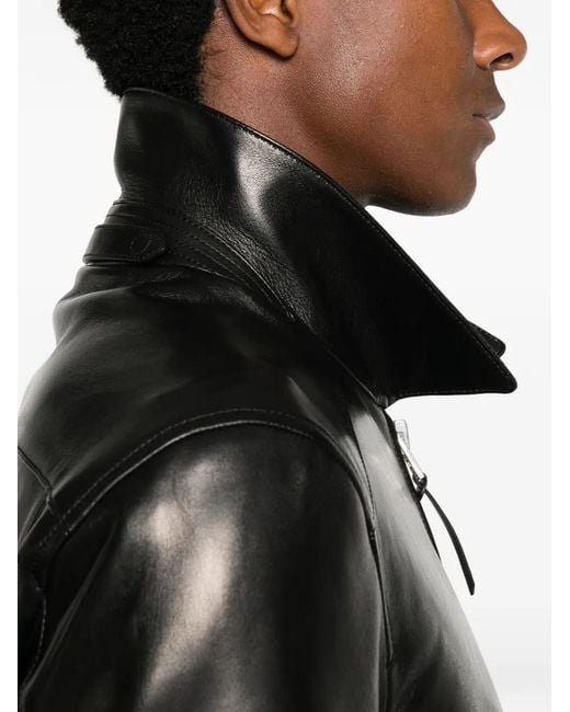 Tom Ford Black Nappa Blouson With Pointed Collar And Full Zip Fastening for men