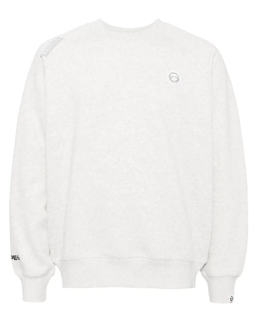 Aape By A Bathing Ape White Logo-Patch Crew-Neck Sweatshirt for men