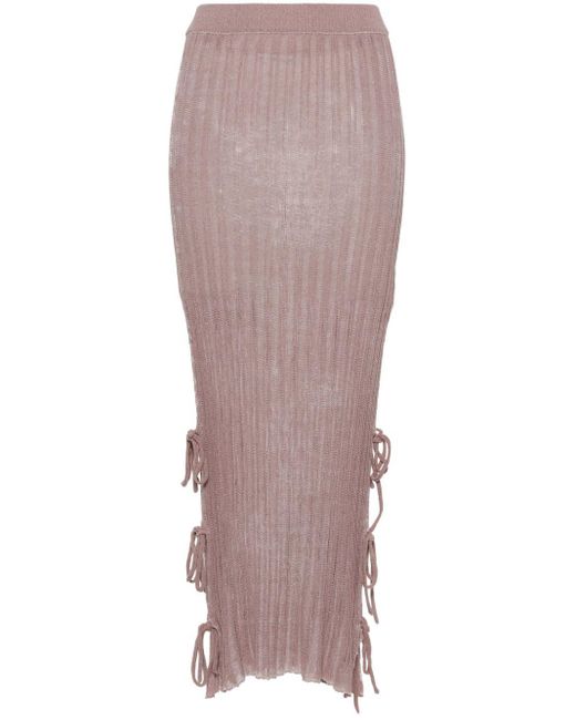 Acne Pink Ribbed-knit Midi Skirt
