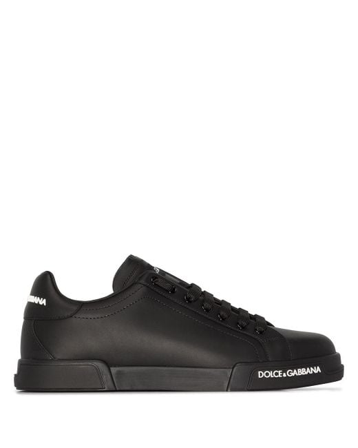 Dolce & Gabbana Black Portofino Leather Sneakers for men