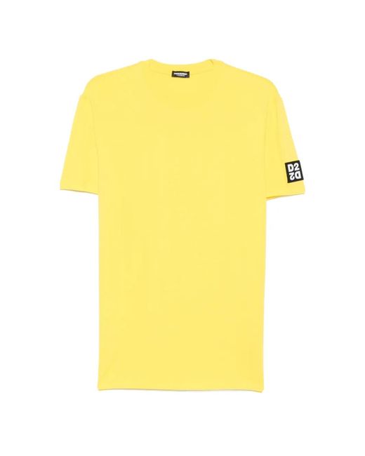 DSquared² Yellow Logo-Patch T-Shirt for men
