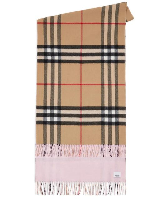 Burberry Pink Reversible Check Cashmere Scarf