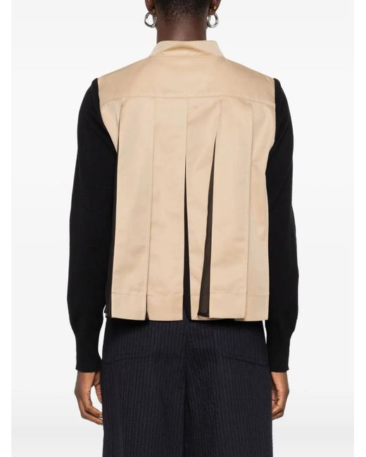 Sacai Black Contrast-Panel Gabardine Cardigan