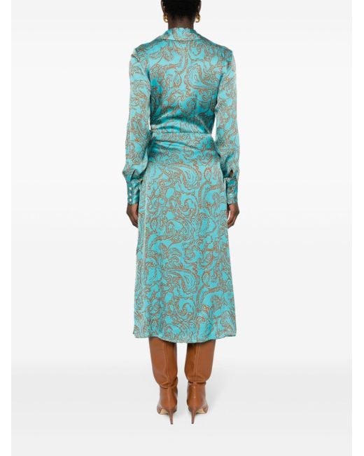 Liu Jo Blue Paisley-print Wrap Shirt Dress