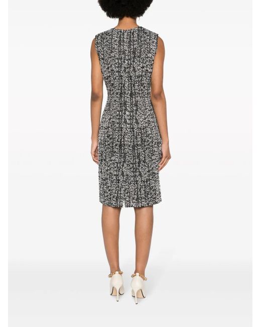 Lanvin Gray Sleeveless Tweed Midi Dress