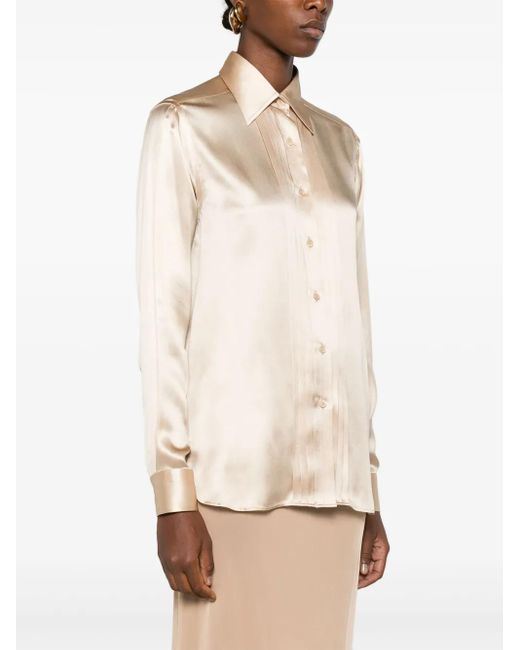 Tom Ford Natural Pintuck-Detail Silk Shirt