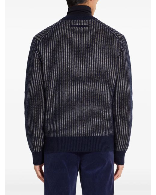 メンズ Zegna バイカラー プルオーバー Blue