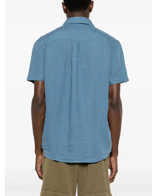 Osklen Blue Short-Sleeve Linen Shirt for men