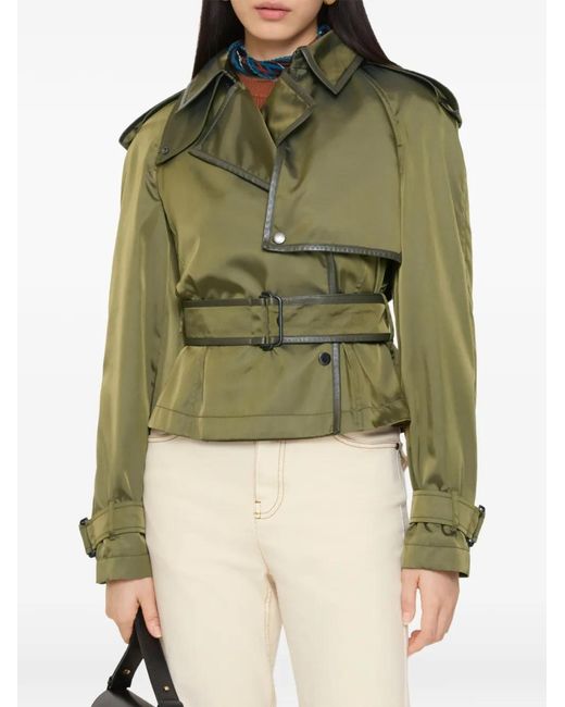 Burberry Green Short Nylon Blend Trench Coat