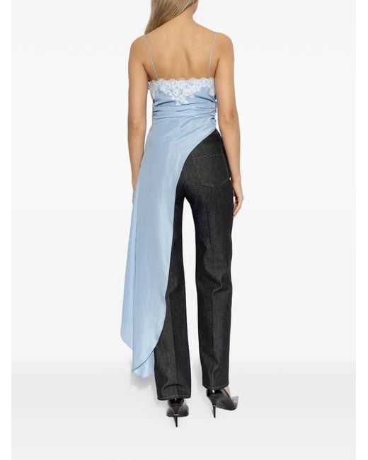 Moschino Blue Lace Asymmetric Blouse