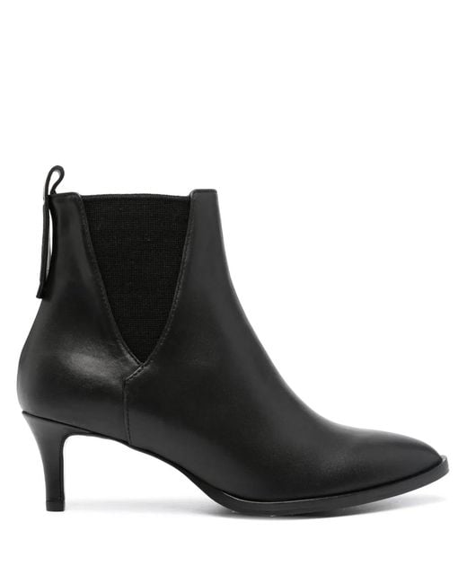 Peserico Black Pointed-Toe Leather Ankle Boots