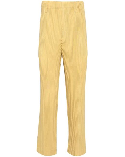 Pantaloni sartoriali con pieghe di Homme Plissé Issey Miyake in Yellow da Uomo