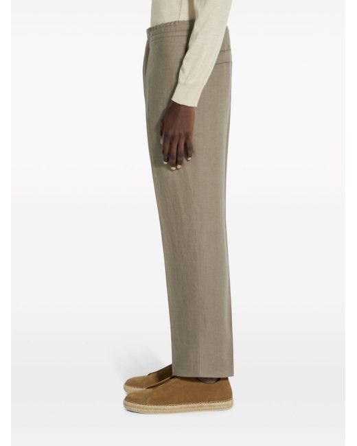 Zegna Natural Oasi Tapered-leg Linen Trousers for men