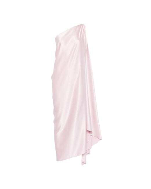 Stephan Janson Pink Draped One-Shoulder Dress
