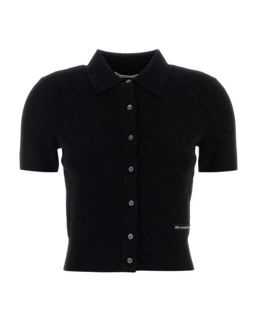 Alexander Wang Black Wool Polo-Neck Cardigan