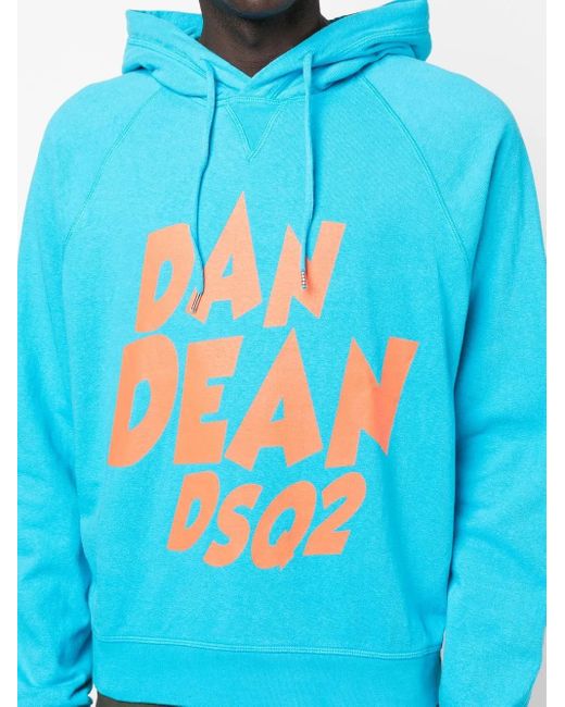 DSquared² Blue Logo Drawstring Hoodie for men