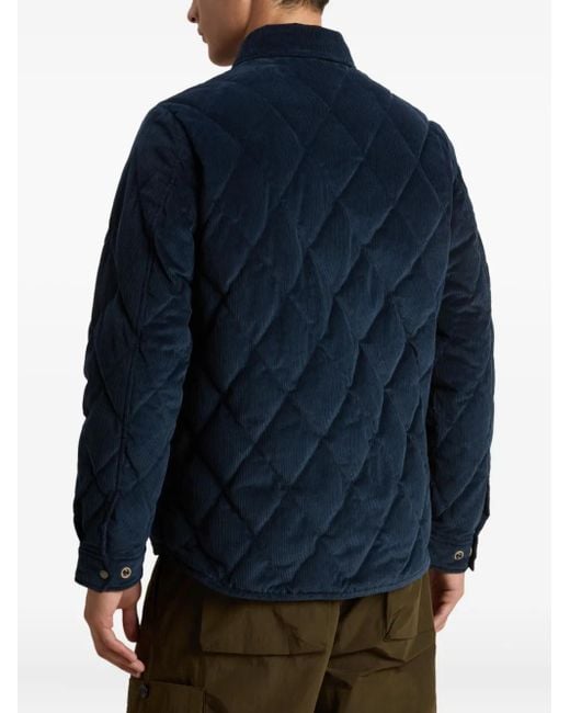 Woolrich Blue Corduroy Quilted Shirt Jacket for men