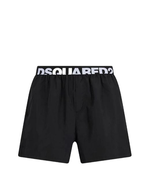 DSquared² Black Logo Midi Swim Boxers for men