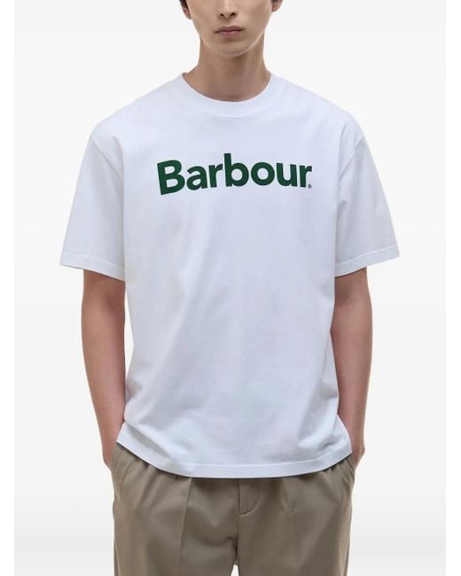 Camiseta con logo estampado Barbour de hombre de color White