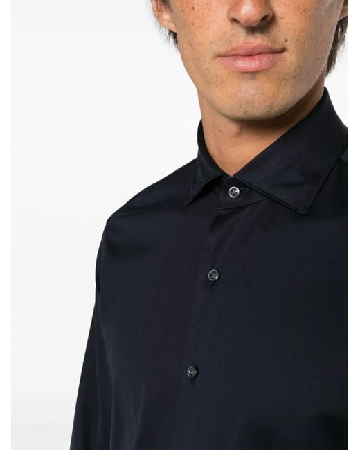 Boggi Blue Long-Sleeve Cotton Shirt for men