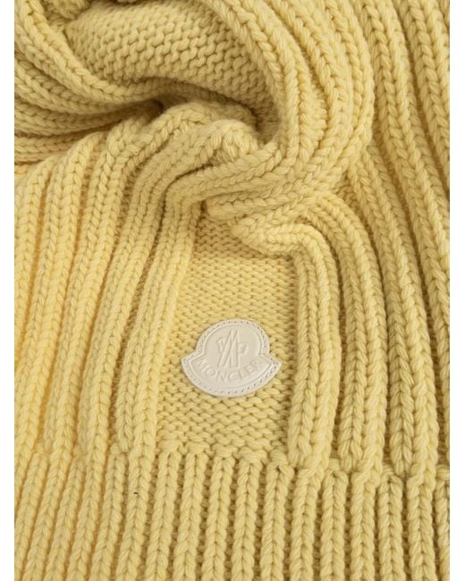 Moncler Metallic Cable-Knit Logo-Patch Scarf